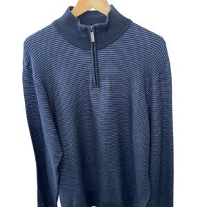 Perry Ellis 1/4 Zip XXL Navy Blue Dark Sapphire Mens Sweater NWT Long Sleeve